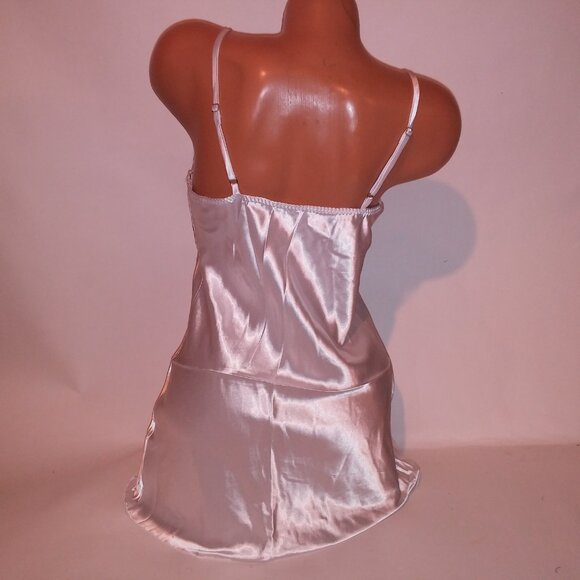 Lingerie Chemise Slip White Solid Lace Trim Sleeveless Night Gown Sleepwear New - Picture 9 of 9